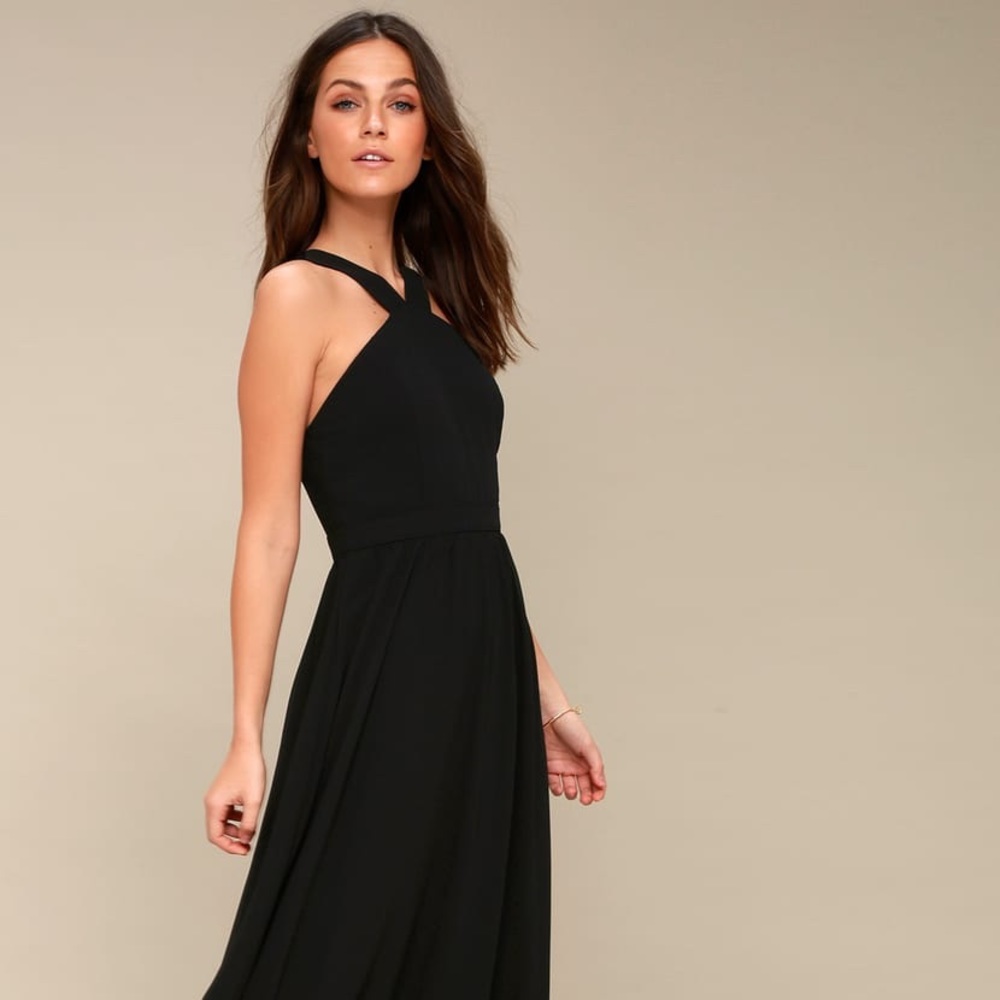 Lulu Air of Romance Black Maxi Dress